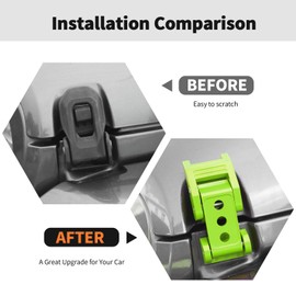 Hood Latches Hood Lock Catch Latches Kit Aluminum Alloy Stainless Steel for Jeep Wrangler JK JKU JL JLU & Gladiator JT 2007-2024,Light Green
