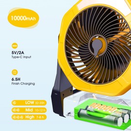 Ausic Portable Misting fan, 8-Inch Cooling Mist Fans, 10000mAh USB Rechargeable Battery Powered Fan with Mister, 250mL Water Tank & LED Lantern, for Home Desk, Bedroom, Office, Outdoor&Indoor Use