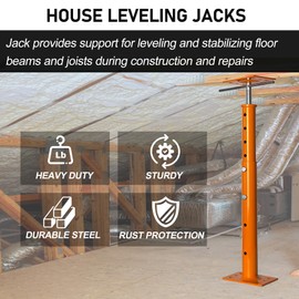 House Jacks for Leveling, Adjustable Jack Post 19" -38" Basement Floor Jack, Screw Floor Jack Post Supports Stabilizer Jacks for House Foundation, Stairs, Porches, Roof Beams