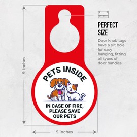 Pets Inside In Case Of Fire Please Save Our Pets Hanging Door Tag, (2 Pack) 9x5 Inches, thick HDPS (high density polystyrene), Made in USA by Sigo Signs