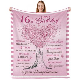 CAPRIFIC Gifts for 16 Year Old Girls 16 Year Old Girl Birthday Gifts 16th Birthday Decorations Blanket Teenage Girls 16th Birthday Gifts for 16 Year Old Daughter Bestie Sister（50 * 60inch）