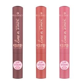 essence - Pack 3 Delineadores de Labios Líquidos line n’ STAIN! Tattoo Lip (Everyone’s Nude-Pink, Must Have Brown, Make a Mauve) – Larga Duración, Acabado Tattoo Natural, 2.5ml c/u