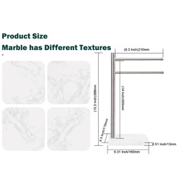 BathAce Hand Towel Holder, F-Shape Hand Towel Stand with Marble Base, Stainless Steel Swivel Hand Towel Rack Standing Towel Bar for Bathroom Kitchen Countertop, 2 Arms (Brushed Nickel)