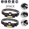 2x 1200000LM LED Headlamp Rechargeable Headlight Zoom Head Torch Lamp