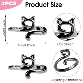 YUXIANLB Adjustable Metal Crochet Rings with Cute Cat Ears 2PCS Yarn Guide Tension Rings for Faster Knitting Open Finger Hook for Beginners Knitting Accessories for Crafting Gift for Mothers Grandmas