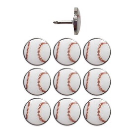 Baseball Push Pins, for Cork Board, Maps, or Lapel Pin Use, Designed in The USA, Baseball Pins, Set of 10