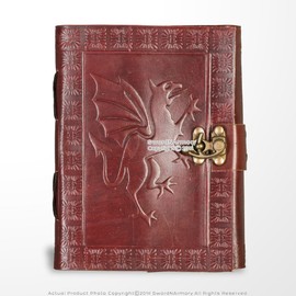 Medieval Gears Brand Medieval Genuine Leather Journal Diary Parchment Paper Red Fierce Dragon Theme