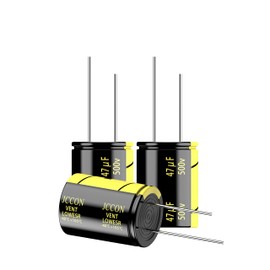 JCCON 5-Pack 500V 47uF Premium Quality Low ESR Electrolytic Capacitors 18x25mm (0.71x0.99in), 500Volt 47MFD High-Frequency Caps with Superior Performance