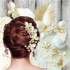 My Topaz Gold Leaf Motif Cute Hair Accessory, Pearl U