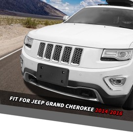 Jimen Fit for Jeep Grand Cherokee 2014-2016, Front Tag Bracket License Plate Holder Mount Frame (Black)