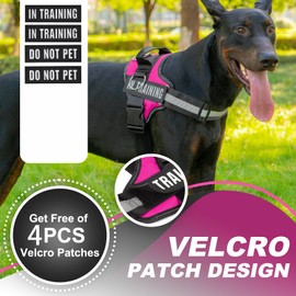 JUSTYEZI No Pull Dog Harness, Adjustable Assistance Service Dog Vest with Buckle, Reflective No-Choke Pet Vest Harness with Easy Control Handle for Training