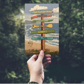 Point Plesant Beach, New Jersey, Destination Signpost (4x6 Birch Wood Postcards, 2-Pack Stationary, Rustic Home Wall Decor)