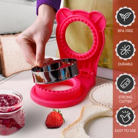 Gradient Mode Sandwich Cutter and Sealer Uncrustables Maker Crustless Bread Cutter Sandwich Decruster For Kids Back to School Bento Box Accessories (Pink)