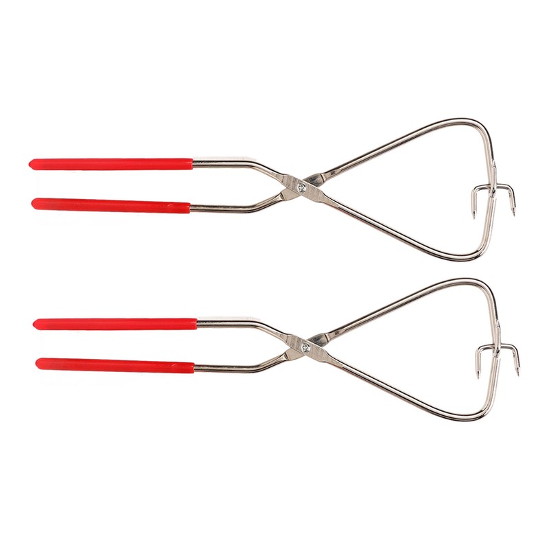 2pcs Dipping Tongs Red Handle Stainless Steel Easy Cleaning Stable