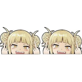 Pure Print Cut Anime Peeker Car Sticker - Himiko Toga Hero Design - Pack of 2, 9 x 6 cm