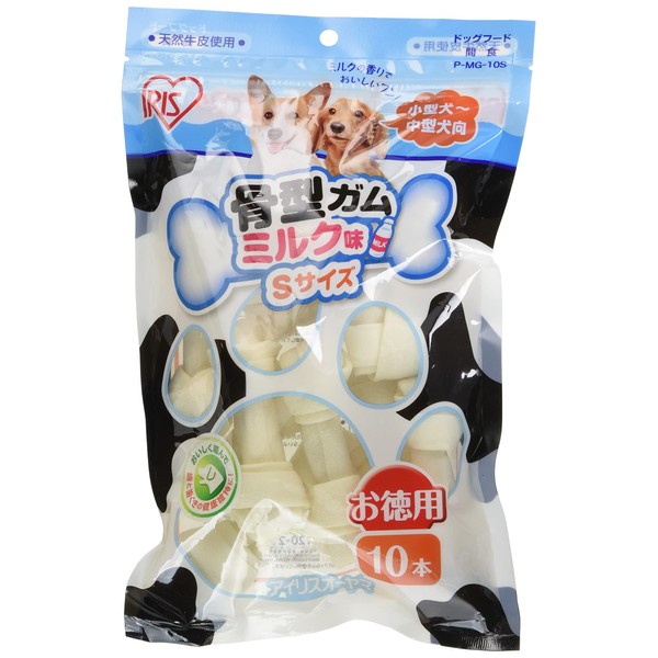 Iris Ohyama Dog Snack, Bone Shaped Gum Milk, Small, Pack of 10
