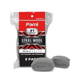 PAMI Steel Wool Scrubbers (Pack of 8) - Steel Wool Cleaning Pads for Dirt, Grease & Grime- Wool Scrubber Sponges for Kitchen & Bathroom- #1 Medium Steel Wool for Cleaning & Preparing