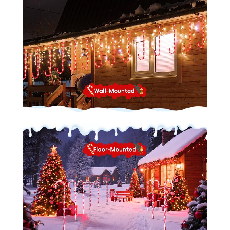 COOLWUFAN 24 Pack 22" Solar Candy Cane Lights Outdoor, 216