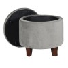 HomePop Round Transitional Wood and Velvet Ottoman with Storage in