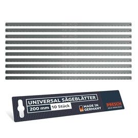 Presch Universal Saw Blades 200 mm – Pack of 10 for Durable Performance – Ideal for a Wide Range of Materials – Accurate Cutting Performance Thanks to Sharp Teeth – Suitable for PRESCH Hacksaw 200 mm