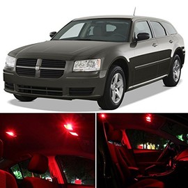 LEDpartsNow Interior LED Lights Replacement for Dodge Magnum 2005-2008 Red Accessories Package Kit (7 Pieces)