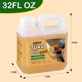 32 OZ Pure Tung Oil for Durable Wood Protection and Finishing, Waterproof Sealant, Natural Tung Oil for Furniture and Floors