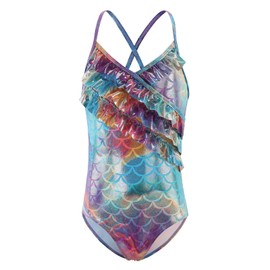 Girls One Piece Swimsuits Mermaid Bathing Suits Summer Ruffler Swimwear Mix Size 8/7-8 Years