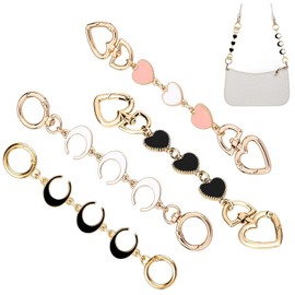 Walquicks Women Purse Strap Extender, Purse Chain Bag Exquisite Extender Purse Chain Strap Replacement Chain Handbags Purse Accessories Bag Charms For Handbags Purse Making Supplies(Black/Pink)