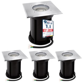 linovum Boqu Floor Spotlights Outdoor IP67 with LED GU10 3 W Warm White 230 V Floor Light Square Driveable up to 500 kg Pack of 4