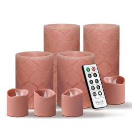 FURORA LIGHTING Dusty Rose Nordic Real Wax Flameless LED Candles with Remote & Timer (2/4/6/8H), Elegant and Romantic Glow, Pack of 8, Batteries Included