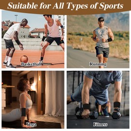 8PCS Sweatband Set, Black 2 x Sport Headbands and 6 x Wristbands, Elastic Wrist Sweat Bands for Men Women Kids for Gym Exercise Tennis Basketball Football Running Moisture Wicking