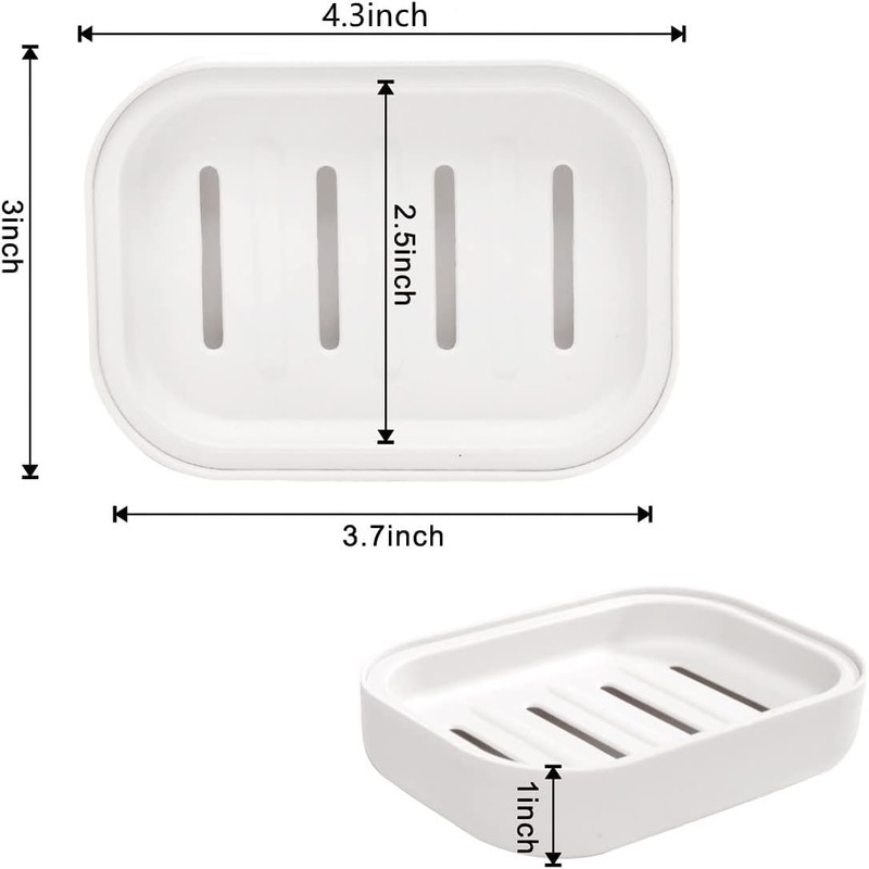 2-Pack Soap Dish with Drain Plastic Sponge Holder Easy Cleaning