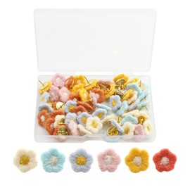 FUNCYboo 30Pcs Flower Push Pins, Flower Thumb Tacks Decorative Floret Push Pins Flower Drawing Pins for Photo Wall CorkBoard Office Home Display(6 Colors)