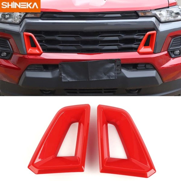 SHINEKA 2pcs Red Front Grille Air Intake Frame Cover Trim