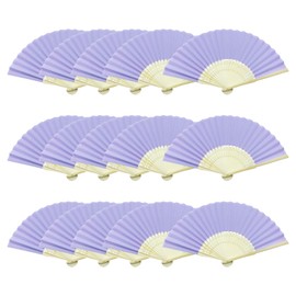 Woohome 15 PCS Hand Fan Foldable Paper Fan for Dancing, Part, Picnic, Wedding Party Gift, Guest Favour Wedding Decoration (Purple)