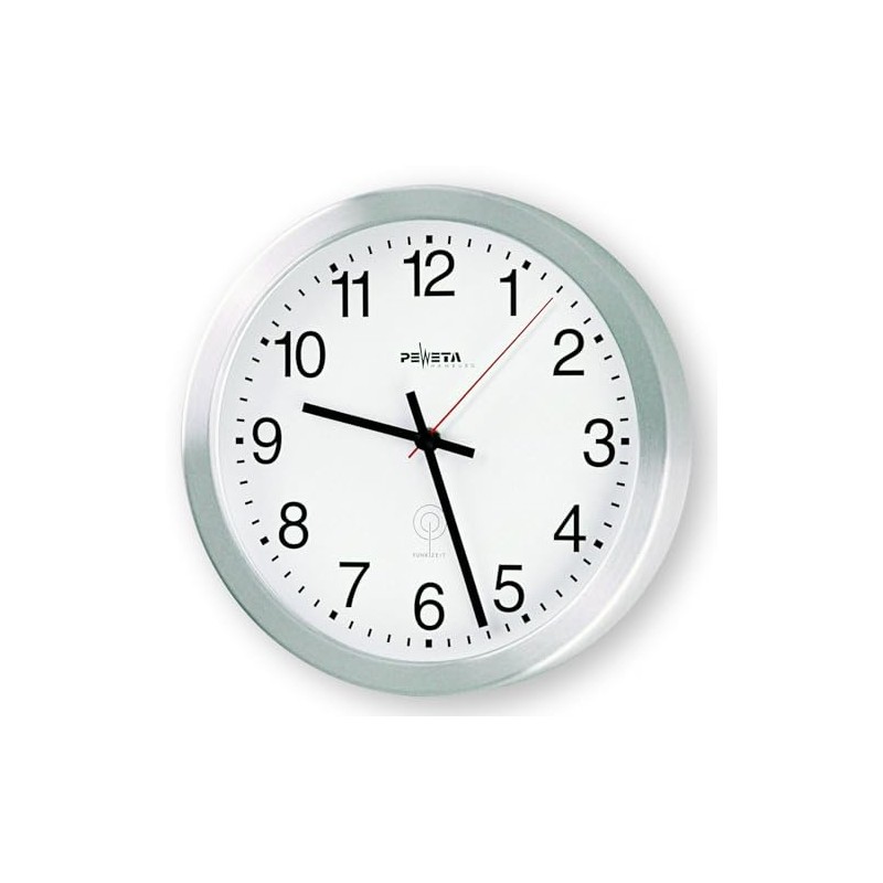 PEWETA Wall Clocks Aluminium Radio-Controlled Wall Clock Diameter 20 cm