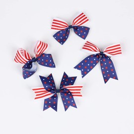 American Flag Hair Clip for Baby Girls Red White Blue Hair Clips Patriotic Hair Bow Clips for 4th of July Hair Accessories Grosgrain Hair Bows TSFJ48 (Hair Clip 3)