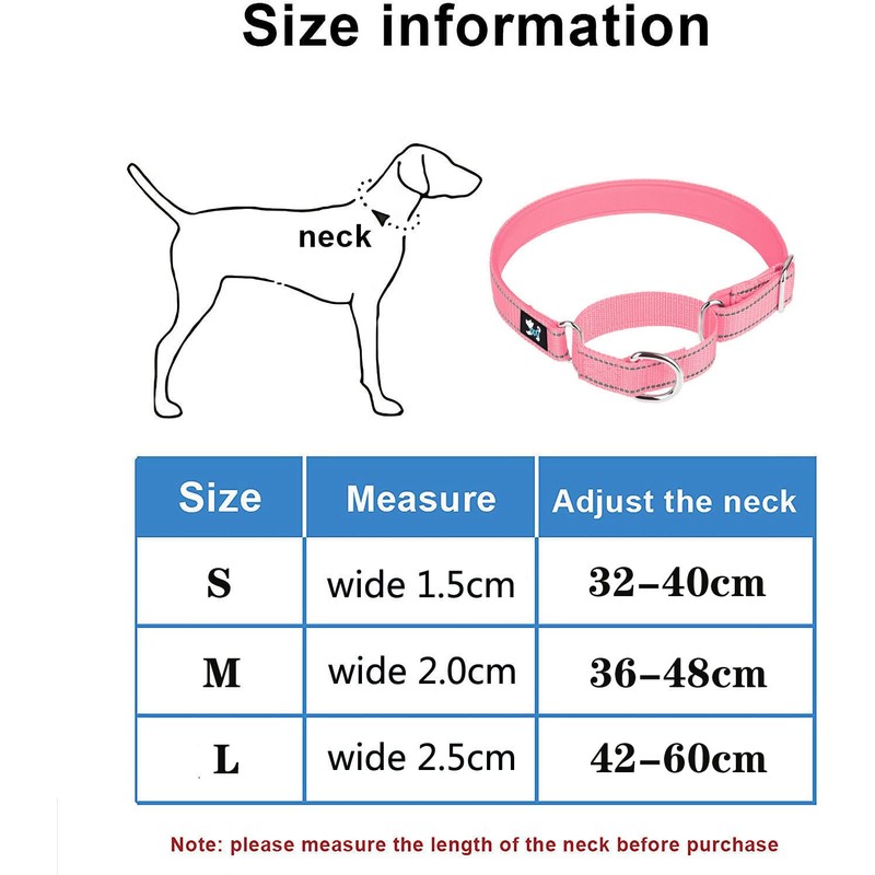 Serijoars Martingale Heavy Duty Nylon Dog Collar, Soft Neoprene Padded