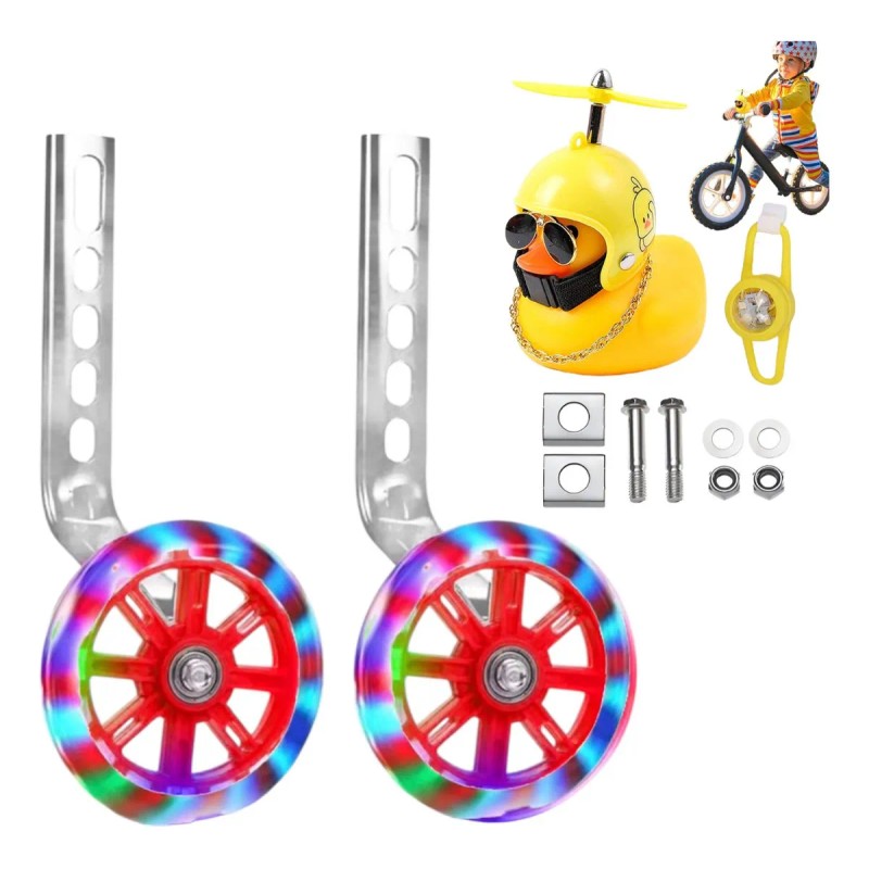 Llantas Entrenadoras Con Luz Para Bicicleta + Pato Con Luz