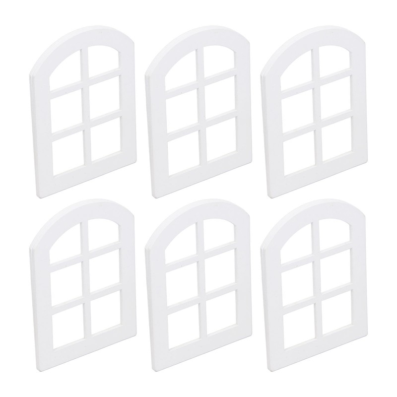 6PCS Dollhouse Windows Miniature Window Frame Ornament 1:12 Scale Dollhouse