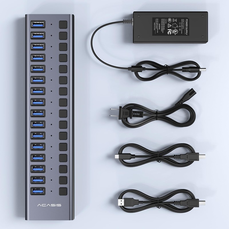 ACASIS Hub USB alimentado, 16 puertos USB 3.0 Data Hub,