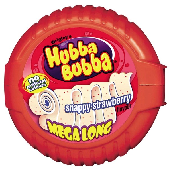 Hubba Bubba Snappy Strawberry Bubblegum Mega Long Tape - 12 x 56g