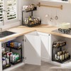 HOMEAILIE 2-Tier Under Sink Double Pull-Out Shelf,Silent Sliding,Hole-Free Shelf,Kitchen,Bathroom Universal,