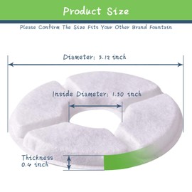 Rarloner Cat Fountain Filters,8 Pack Pet Fountain Filters for 1.6L Cat Water Fountain Filling with Activated Carbon,Pet Water Fountain Replacement Filters,Cat Water Fountain Filters