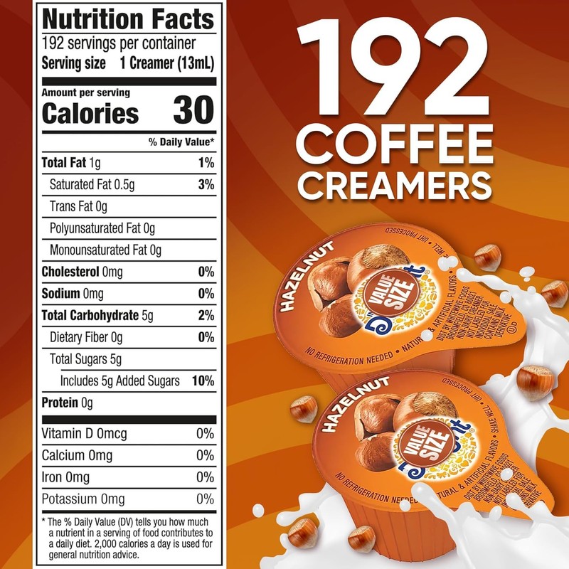 Delight Hazelnut Creamer Singles, Coffee Creamer Hazelnut 192 Creamer Singles