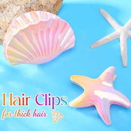 Gortin Starfish Claw Clips Acrylic Seashell Hair Clip Large Hair Claw Clips Hair Accessories for Women (Pink, Free size)