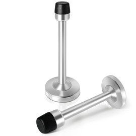 2 Pack Door Stoppers, 6 Inch Long Door Stop, Wall Mounted, Extra Long Door Stop Rubber Bumper Tips Wall Protector Door Holder, Brushed Nickel
