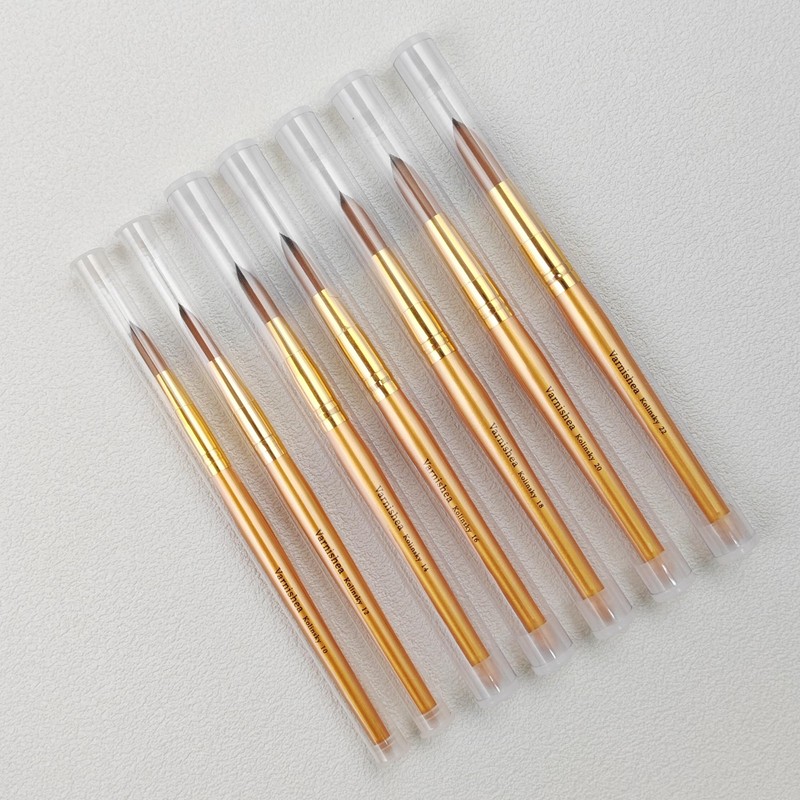 Kolinsky Acrylic Nail Brush Golded Solid Wood Handle Professional Manicure