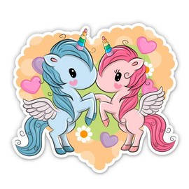 Unicorns in Love - 8" Vinyl Sticker - for Car Laptop I-Pad - Waterproof Decal