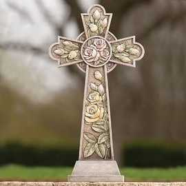 Joseph's Studio by Roman, 25.75" H Garden Cross with Roses, Religious Outdoor Decor